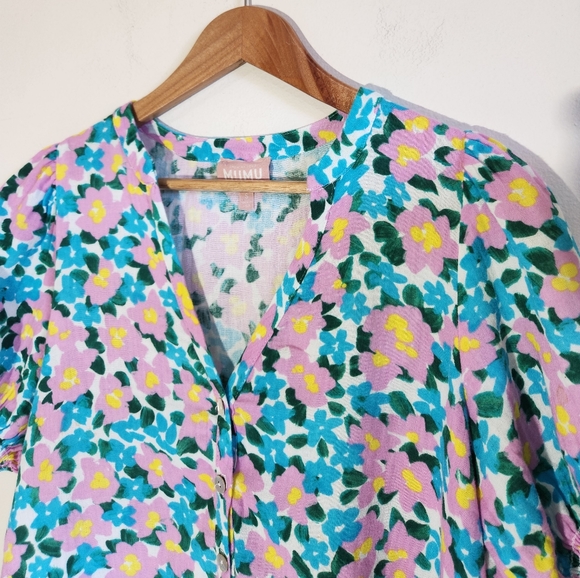 Show Me Your Mumu Leslie Top Violet's Garden Floral Size M Pink Blue Color - Picture 10 of 16